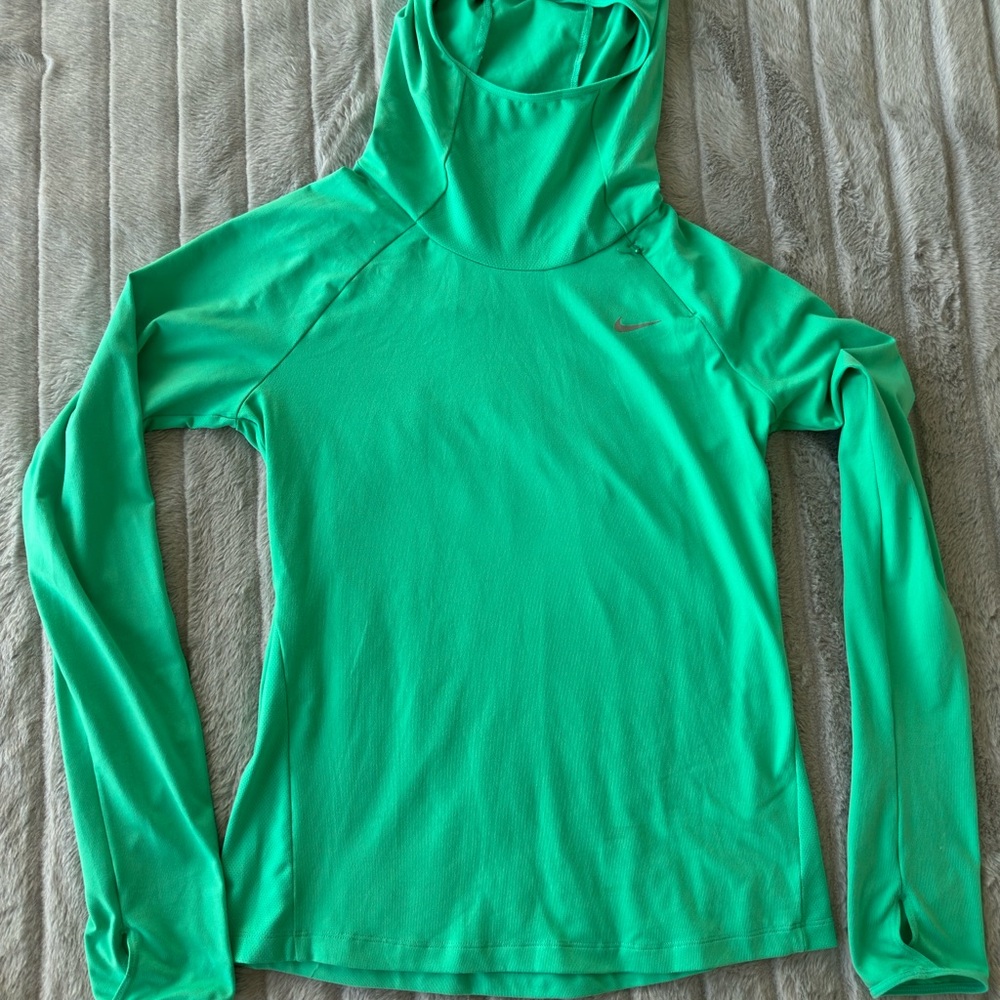 Nike Dri-Fit Green Fitted Long Sleeve Hooded Top